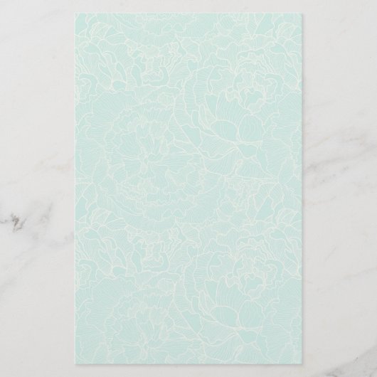 Turquoise-Peony-Muster Briefpapier (Vorderseite)
