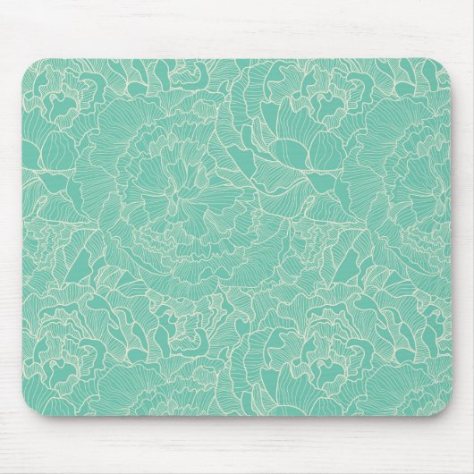 Turquoise-Peony-Muster Mousepad (Vorne)