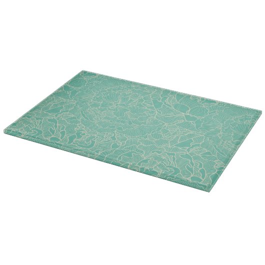 Turquoise-Peony-Muster Schneidebrett (Ecke)