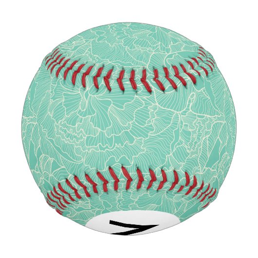 Turquoise Peony Pattern Baseball (Rückseite)