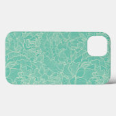 Turquoise Peony Pattern Case-Mate iPhone Hülle (Rückseite (Horizontal))