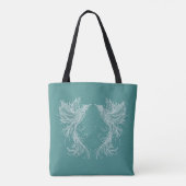 Turquoise Phoenix Twins Tote Bag Tasche (Rückseite)