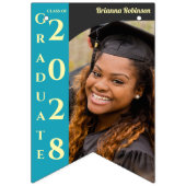 Turquoise Photo Graduation Party Congratulations Wimpelkette (Zweite Fahne)