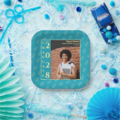 Turquoise Photo Modern Graduation Cap Party Pappteller (Party)