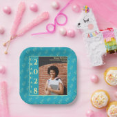 Turquoise Photo Modern Graduation Cap Party Pappteller (Party)