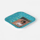 Turquoise Photo Modern Graduation Cap Party Pappteller (Gewinkelt)