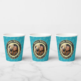 Turquoise Photo Modern Graduation Party Pappbecher
