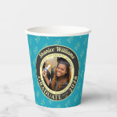 Turquoise Photo Modern Graduation Party Pappbecher (Vorderseite)