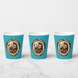Turquoise Photo Modern Graduation Party Pappbecher