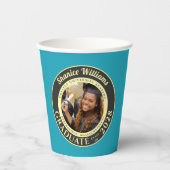 Turquoise Photo Modern Graduation Party Pappbecher (Vorderseite)
