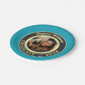 Turquoise Photo Modern Graduation Party Pappteller (Schrägansicht)