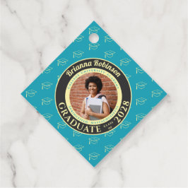 Turquoise Photo Modern Graduation Party Thank You Geschenkanhänger