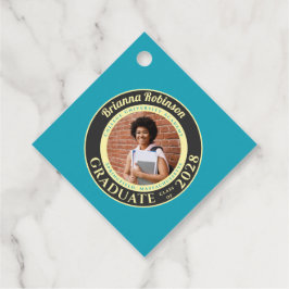 Turquoise Photo Modern Graduation Party Thank You Geschenkanhänger