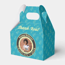 Turquoise Photo Modern Graduation Party Thank You Geschenkschachtel