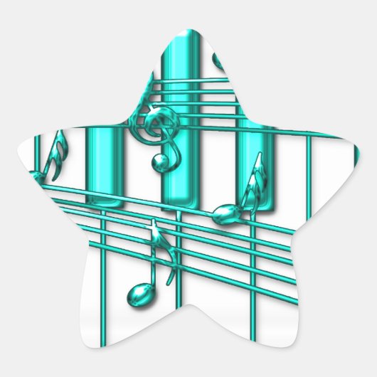 Turquoise Piano Keyboard Stern-Aufkleber (Vorderseite)