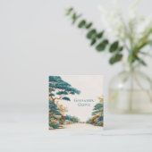 Turquoise Pine Tree Desert Landscape Artistic Quadratische Visitenkarte (Stehend Vorderseite)