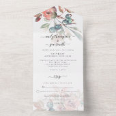 Turquoise Pink Florals Gastadressen Wedding All In One Einladung (Innen Boden)