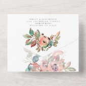 Turquoise Pink Florals Gastadressen Wedding All In One Einladung (Rückseite)