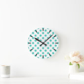 Turquoise polka dots runde wanduhr (Zuhause)
