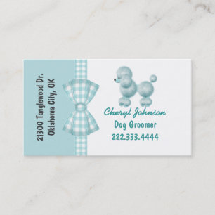 Turquoise Poodle Dog Groomer Business Card Visitenkarte