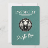 Turquoise Puerto Rico Passport Save The Date (Vorderseite)