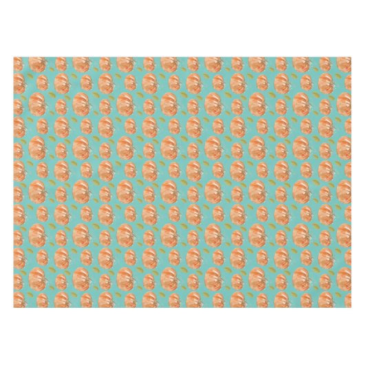 Turquoise Pumpkin Pattern Tischdecke (Vorderseite (Horizontal))