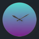 Turquoise Purple Ombre Große Wanduhr<br><div class="desc">Simple turquoise and purple gradient background.</div>