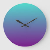 Turquoise Purple Ombre Große Wanduhr (Vorderseite)