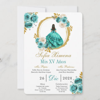 Turquoise Quinceañera Invitation Einladung