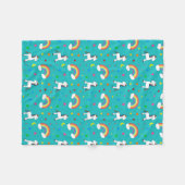 Turquoise rainbow unicorn hearts stars pattern fleecedecke (Vorderseite (Horizontal))