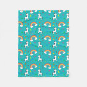 Turquoise rainbow unicorn hearts stars pattern fleecedecke (Vorderseite)