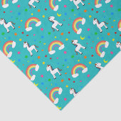 Turquoise rainbow unicorn hearts stars pattern seidenpapier (Ausschnitt)