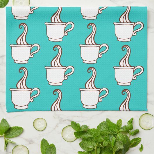 Turquoise Retro Coffee Diner Kitchen Towel Gift Geschirrtuch (Gefaltet)