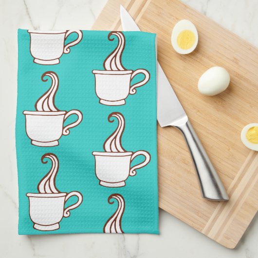 Turquoise Retro Coffee Diner Kitchen Towel Gift Geschirrtuch (Viertel Falte)