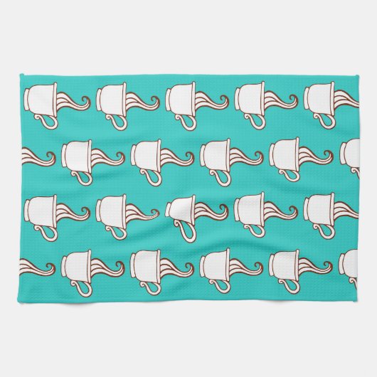 Turquoise Retro Coffee Diner Kitchen Towel Gift Geschirrtuch (Horizontal)