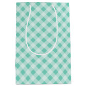 Turquoise Retro Gingham Gift Bag Mittlere Geschenktüte (Vorderseite)