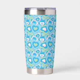 Turquoise Retro Heart Tumbler Thermobecher
