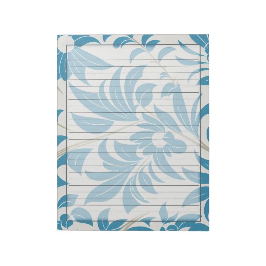 Turquoise Retro Mitte des Jahrhunderts, Blumendesi Notizblock (Rotiert)