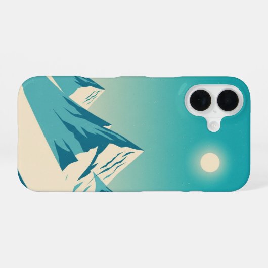 Turquoise Retro Peaks iPhone 16 Hülle (Rückseite (Horizontal))