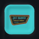 Turquoise Retro Sign Paper Plates Pappteller<br><div class="desc">The design is from original art. Change the text to suit your needs.</div>
