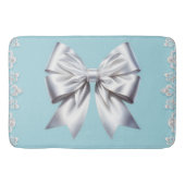 Turquoise Robin's Egg Blue Big White Bow Bridal Badematte (Vorderseite)