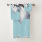 Turquoise Robin's Egg Blue Big White Bow Bridal Badhandtuch Set (Insitu)