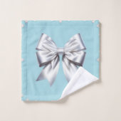 Turquoise Robin's Egg Blue Big White Bow Bridal Badhandtuch Set (Waschlappen)