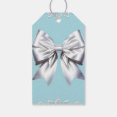 Turquoise Robin's Egg Blue Big White Bow Bridal Geschenkanhänger (Rückseite)