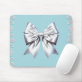 Turquoise Robin's Egg Blue Big White Bow Bridal Mousepad (Mit Mouse)