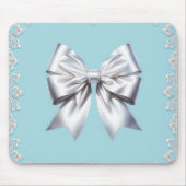 Turquoise Robin's Egg Blue Big White Bow Bridal Mousepad (Vorne)