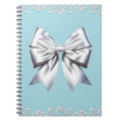Turquoise Robin's Egg Blue Big White Bow Bridal Notizblock (Vorderseite)