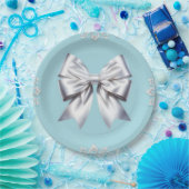 Turquoise Robin's Egg Blue Big White Bow Bridal Pappteller (Party)