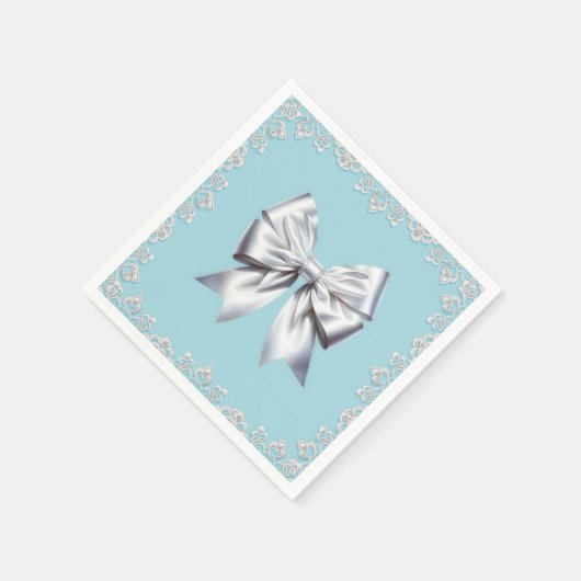 Turquoise Robin's Egg Blue Big White Bow Bridal Serviette (Ecke)