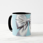Turquoise Robin's Egg Blue Big White Bow Bridal Tasse (Vorderseite Links)